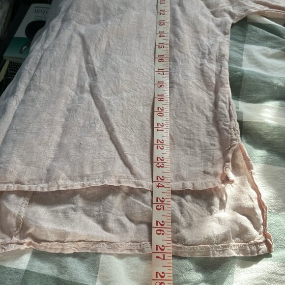 Francesca Bettini Linen Blouse Womens M Pink Eyelet Made in Italy Boho Lagenlook - Picture 8 of 8